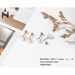 Orecchini a perla di media dimensione in acciaio inossidabile Acero 47094 PQT12 - Product Image 1