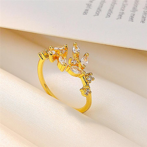 Anello aperto con design a foglia, regolabile, per coppie, accessorio alla moda per dita, per donne e uomini - Product Image 2