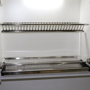 Stainless Steel Silver Modern Oblong <b>Kitchen</b> Double-Layer Dish and Utensil Draining Rack with Hanging Cabinet Durable - Product Image 5