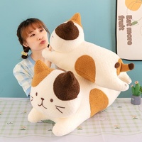 Gros mignon trois couleurs chat poupée en peluche brodé oreiller de couchage doux PP coton rempli soulagement du stress cadeau