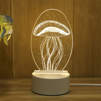 Lampes LED à illusion 3D modernes Mini lampe acrylique chaude de dessin animé créatif pour lampes de nuit de bureau avec alimentation enfichable Matériau ABS Moyen