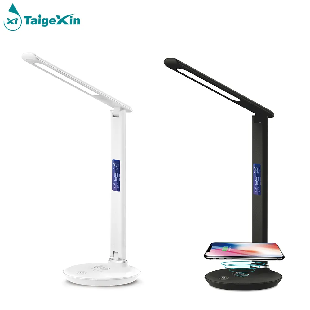 High End LED Desk Lamp with USB Port & Wireless Charger Dimmable & 3 Color Mode Table Lamp for Office and Home