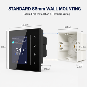 <span class=keywords><strong>Thermostat</strong></span> intelligent WiFi HYSEN T002 avec écran couleur TFT 2,8 pouces, contact sec <span class=keywords><strong>pour</strong></span> chaudière à <span class=keywords><strong>gaz</strong></span> et chauffage de l'eau, programmable via l'application Tuya - Product Image 3