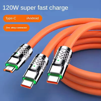   Cable de Carga Superrápida 3 en 1 Directo de Fábrica, Cable USB de 120w, Cable de Datos para Teléfono Móvil de Aleación de Metal de Zinc