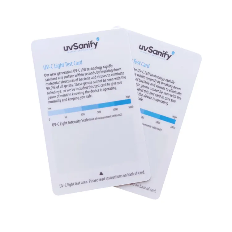 A temperatura da radiação ultravioleta personalizada UV-C cartão de teste luz com material pvc