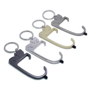 Metal Keychains Custom Purse Hook Cute Cat Multi Function Contactless Safety Tool Hand Safety Carabiner