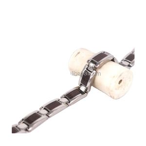 Masculin Noir Et Argent Avec Incrustation En Bois Lien Chaîne Bracelet en Titane En Gros Titane Vélo Chaîne Bracelet - Product Image 2