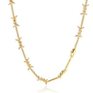 Hip hop trendy luxury dainty catena di alta qualità collana in argento 925 14k 18k 24k gioielli placcati in oro per uomo