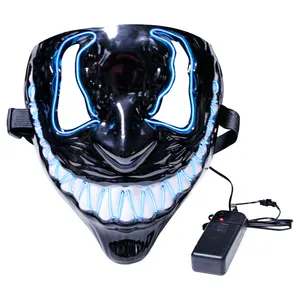 2023 Halloween LED mask Online Hot Sale Luminous Mask Cold Light Halloween Scare Black Bloody Horror Party Mask Factory