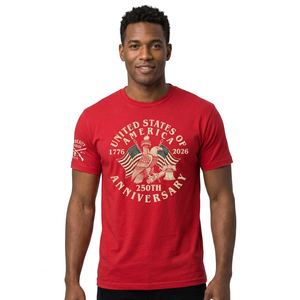 United States Of America 250th Anniversary 1776 2026 Men's <b>Red</b> Short Sleeve T-Shirt With Eagle And Flag Print Casual O-Neck Tees - Product Image 1