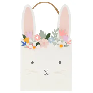 DAMAI Custom Easter Bunny Bags festa di compleanno matrimonio forniture per feste di pasqua Bunny Head Paper Gift Bag con fiori 3D