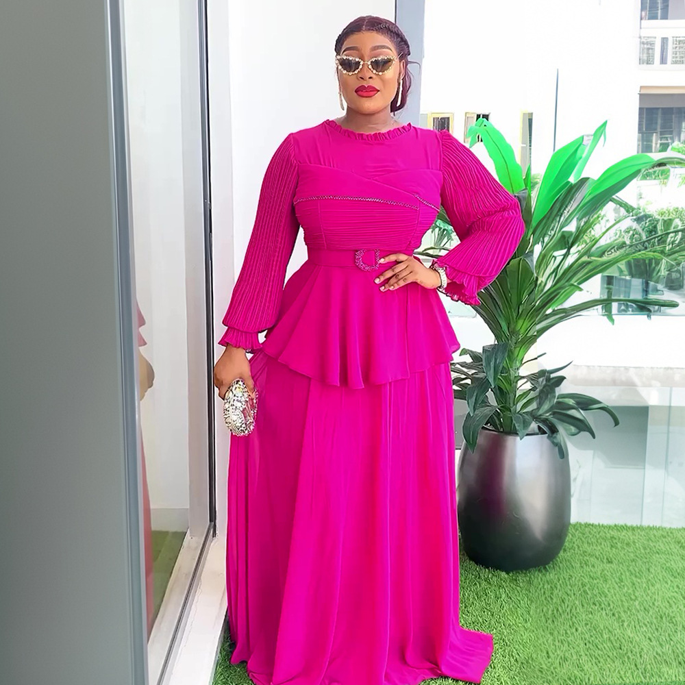 Trendy Church Dresses for Women Long Sleeve Ruffle Ruched Chiffon Formal  Dress Clothing| Alibaba.com