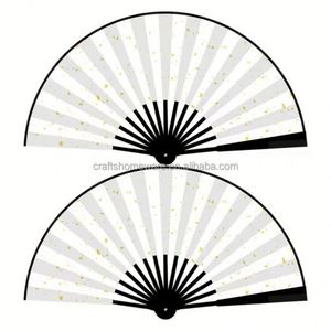 Abanico de mano premium de 33 cm para invitados de boda, con mango de plástico resistente, bambú pintado, estilo artesanal decorativo con diseño de cesta de flores - Product Image 4