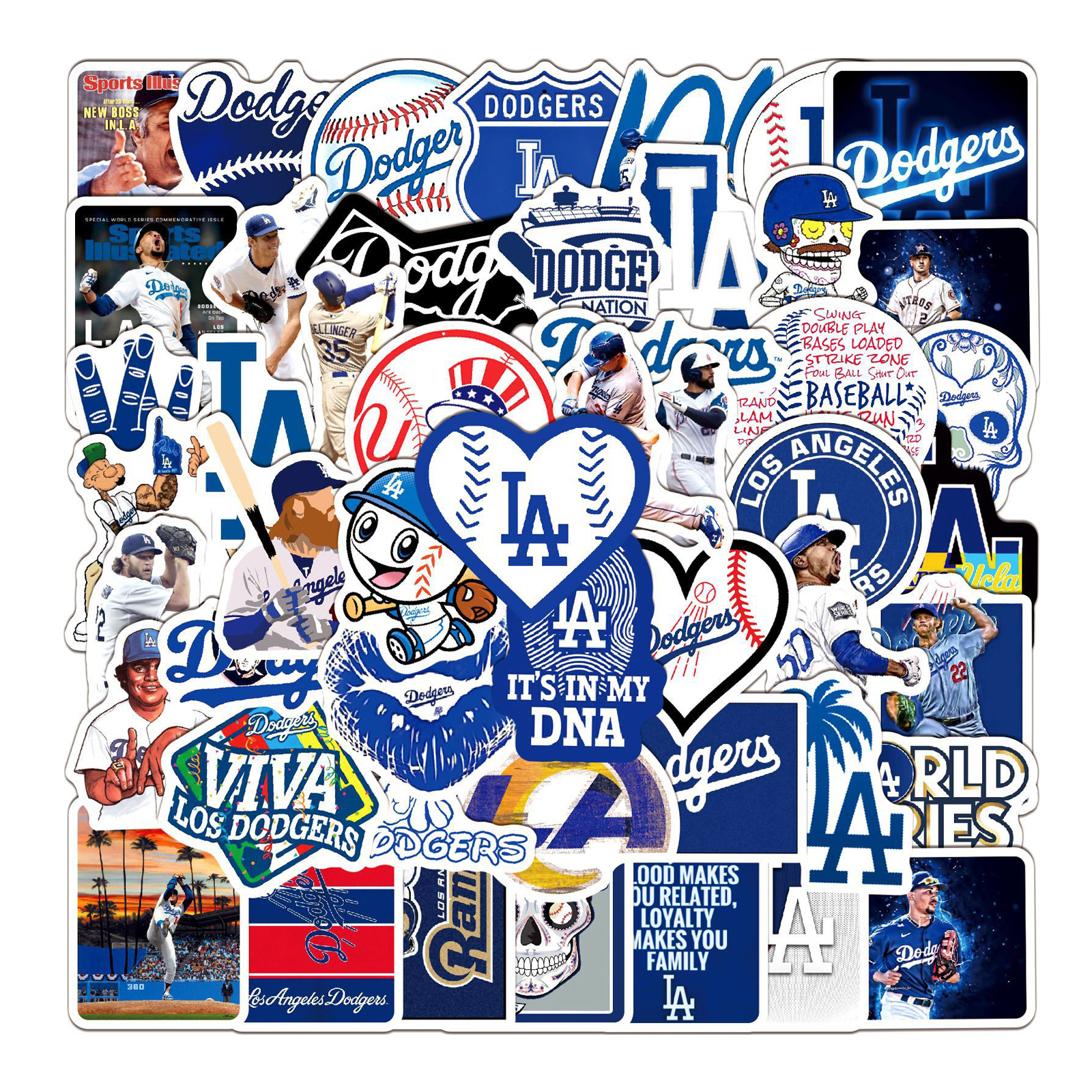 50 шт. LosAngelesDodgers бейсбол логотип спорт винил граффити наклейки для бутылки ноутбук телефон автомобиль водонепроницаемый пользовательский этикетка