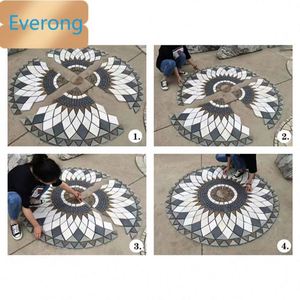 Mosaico redondo de pizarra natural, medallones de piedra de pizarra, diámetro de azulejo, 100cm, 150cm, tamaños personalizados - Product Image 4