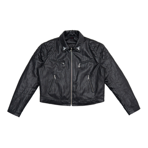 Chaqueta de Cuero PU Acolchada para Motociclista con Bordado Completo de <span class=keywords><strong>Toro</strong></span> y Patrón de Caballo Lavado, Ropa Casual de Montar, Chaqueta de Invierno para Hombre - Product Image 3