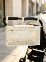 Sac de rangement double pour poussette grande capacité avec impression personnalisée, pour couches et biberons