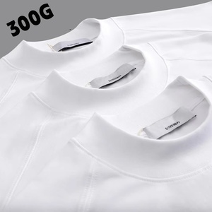 T-shirt da uomo oversize <span class=keywords><strong>in</strong></span> cotone di lusso 300GSM pesante, personalizzabile con stampa logo, girocollo, tinta unita, all'ingrosso - Product Image 1