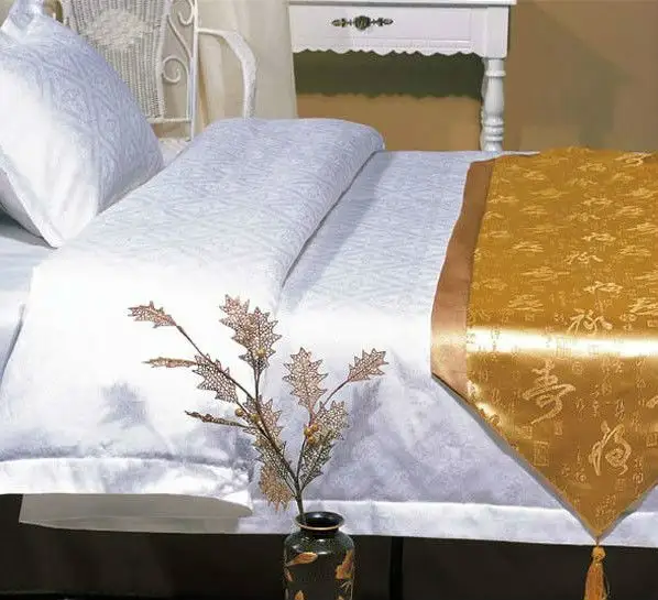Popular 5 Star Hotel Luxury 100% Cotton Bed Coverlet Set White Duvet Cover Wholesale