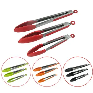High Quality Silicone Kitchen Tongs Durable Stainless steel Cooking Clip BBQ Salad Tools 7/9/12 Inch Grill Tongs