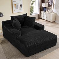 Fauteuil de lecture surdimensionné sans structure en velours côtelé moelleux, avec assise profonde, convertible en canapé-lit, 3 oreillers, pour appartement, rectangulaire