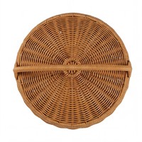 Panier de pique-nique en polyester écologique tissé à la main avec couvercle et poignée, rangement suspendu pour pain, fruits, extérieur