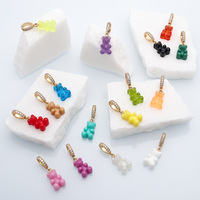 Fashion perhiasan baru Pink lucu Resin kerajinan beruang jimat liontin akrilik liontin beruang transparan untuk DIY membuat kalung