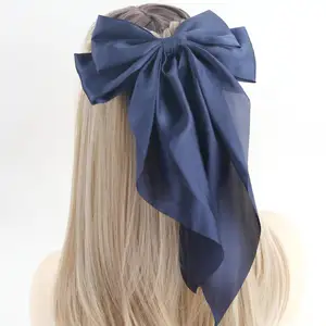 8 Inch Adult Big Bow Hair Clip Barrette For Women Solid Color Satin Large Hair Bows Girl Hair Accessories