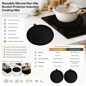 Tapis de cuisson en silicone réutilisable avec logo personnalisé, OEM ODM, antidérapant, protection contre les rayures, résistant à la chaleur, couvre-plaque de cuisson - Product Image 1