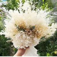 Bouquet de fleurs préservées fait main avec feuille de palmier naturelle, style bohème, décoration de mariage, arrangement floral pour la maison