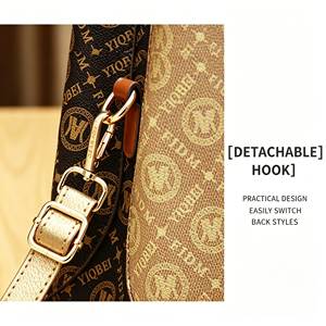 Sac à main élégant en cuir PU marron à monogramme avec poignée supérieure et bandoulière amovible pour le <span class=keywords><strong>travail</strong></span> et les sorties décontractées - Product Image 3