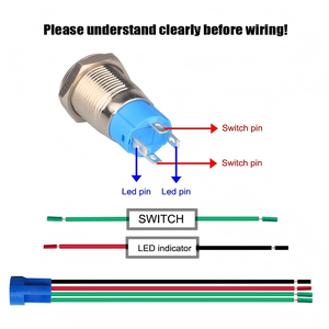 IP65 Waterproof 12mm LED Toggle <strong>Switch</strong> 12V-24V 3A Power Open <strong>SPST</strong> Metal <strong>Push</strong> <strong>Button</strong> <strong>Switch</strong> Wire Socket Plug Electronic - Product Image 4
