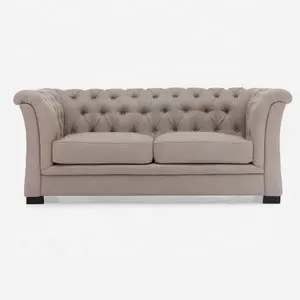 Muebles de sala de estar de vestíbulo de Hotel personalizados de fábrica elegante sofá de botón de clavo de tela impermeable doble asiento triple