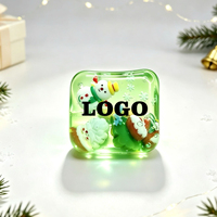 Jouet sensoriel anti-stress carré de 5,5 cm avec logo personnalisé, rempli d'eau liquide, avec Père Noël à l'intérieur, cadeau promotionnel de Noël