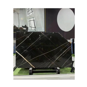 Tùy chỉnh tự nhiên tinh khiết màu đen đá cẩm thạch với dòng vàng <span class=keywords><strong>Iran</strong></span> Đen Đá Cẩm Thạch tĩnh mạch của vàng tĩnh mạch tunisa vàng đen stlaurent gạch đá cẩm thạch - Product Image 1