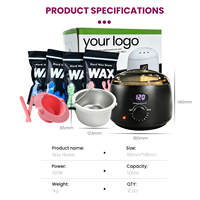 Kit Chauffe-Cire Numérique 500ml avec Écran LED, Cire Dure en Grains, Bol en Silicone, Spatule, Épilatoire Professionnel 100W