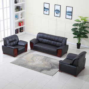 Modern <b>Design</b> Executive <b>Office</b> Reception Waiting Area Commercial Furniture Sectional <b>Wood</b> Base Leather <b>Sofa</b> and Couches Set - Product Image 6