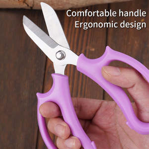 Ciseaux de jardinage en acier inoxydable à bord lisse, qualité DIY, avec poignée en PP, ciseaux laser pour greffage de plantes et élagage de fleurs - Product Image 3