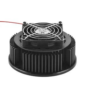 40W Diameter 133mm And Height 40mm Black Anodizing Round Led Light Pin Fin Aluminum Cooler Heatsink With Cooling Fan