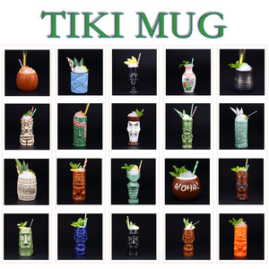 Forma personalizzata 12oz ceramica tiki tazza set, Custom Tiki tazze in qualsiasi forma, porcellana tazza di birra bicchiere Cocktail per Bar - Product Image 5