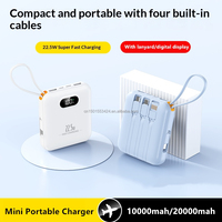 Batterie externe légère 20000 mAh avec 4 câbles intégrés, charge rapide PD 22,5 W, écran LED, mini chargeur portable pour les voyages et les activités de plein air