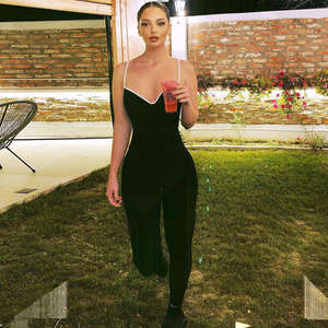 2023最新モデルブラックエレガントキャミジャンプスーツサマーバックレスノースリーブスリムフィットジャンプスーツプラスサイズ女性用 - Product Image 3