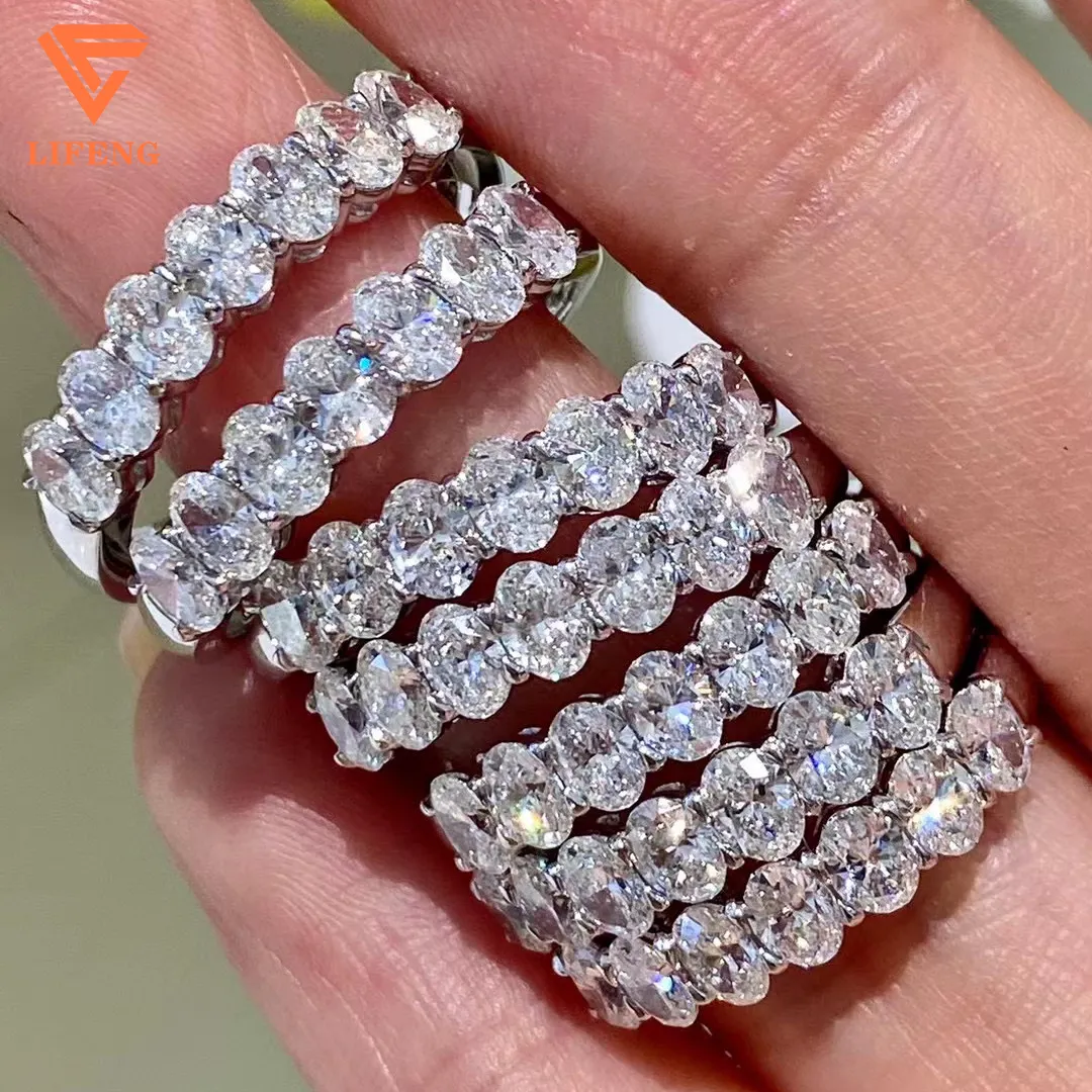 2022 Perhiasan Kustom Kualitas Top Desain Sederhana Cincin Moissanite Berlian VVS Putih 925 Cincin Perak Cincin Mewah Perhiasan Wanita