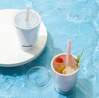 Vente en gros gobelets à eau en plastique ps gobelets 16 Oz l boule à neige à double paroi gobelet à café maigre avec couvercle et paille en vrac