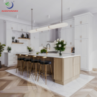 Vente en gros Armoires de cuisine modulaires de style américain Armoires de cuisine en bois massif et accessoires de style porte shaker blanc RTA