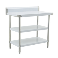 Table de travail professionnelle en acier inoxydable 304 à double plateau, robuste et avec étagère inférieure réglable