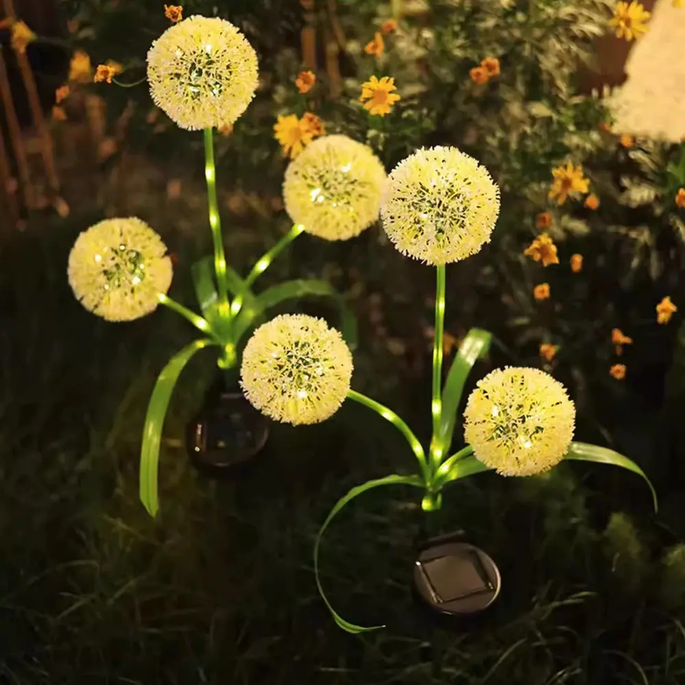 Lampu tenaga surya Dandelion dekorasi taman luar ruangan lampu pasak surya tahan air untuk halaman