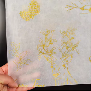 Gold Floral Parchment <b>Paper</b> Roll Single Side Coated Eco-Friendly Gift Craft <b>Wrapping</b> Material Offset Printing Compatible - Product Image 1