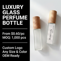 Botol Parfum Mewah Portabel Ramah Lingkungan 10 ml 5 Botol Sampel Kecil dengan Pompa Semprot Kaca Pengganti Tutup Kayu