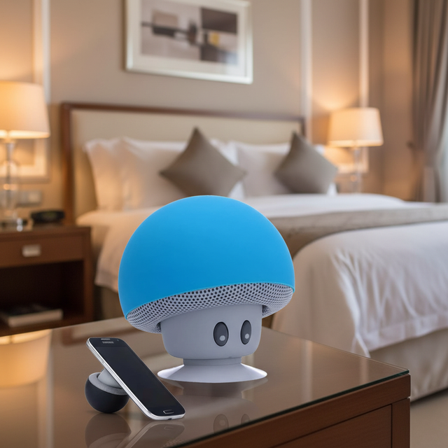 Portable Cute Mushroom Design Silicone Suction Cup Mini Wireless for 5.0 Speaker IPX5 Waterproof Dual-Mode for Home
